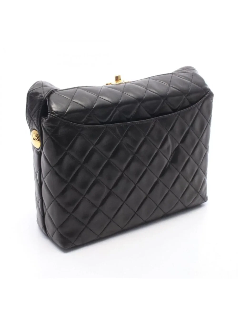 Chanel Shoulder Bag Quilted Black Lambskin